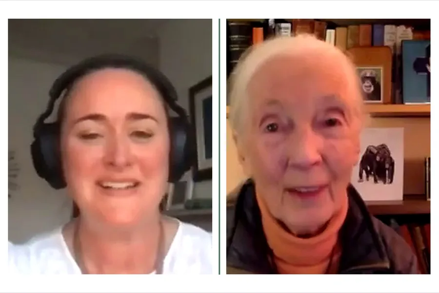 Aoiffe Corcoran with Dr Jane Goodall, WUN ECR Workshop on SDG 15: Life on Land