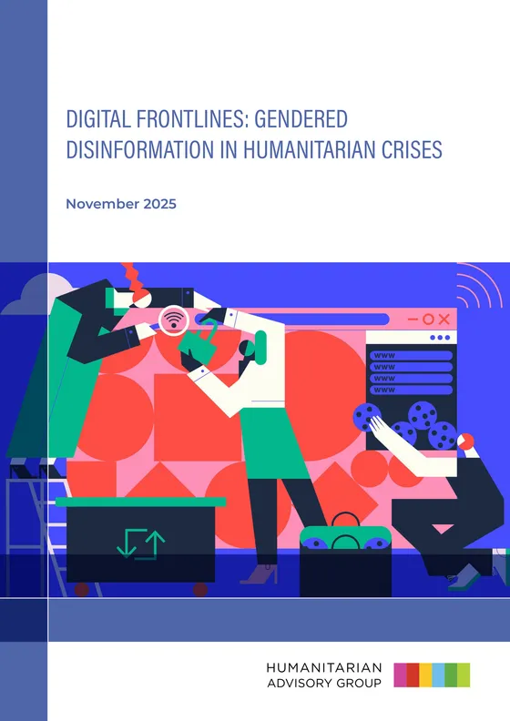 Cover of “Digital Frontlines: Gendered Disinformation in Humanitarian Crises”