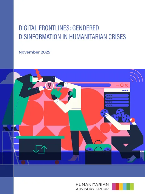 Cover of “Digital Frontlines: Gendered Disinformation in Humanitarian Crises”