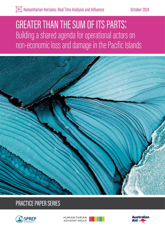 Cover of “Greater Than the Sum of Its Parts: Building a Shared Agenda for Operational Actors on Non-Economic Loss and Damage in the Pacific Islands”
