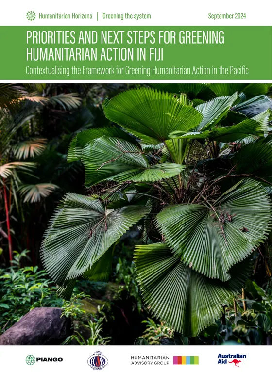 Cover of “Priorities and Next Steps for Greening Humanitarian Action in Fiji”