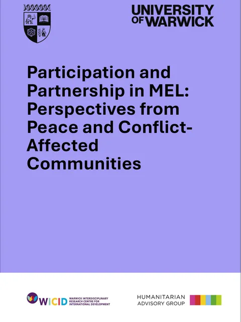 Cover of “Participation and Partnership in MEL: Perspectives from Peace and Conflict-Affected Communities”